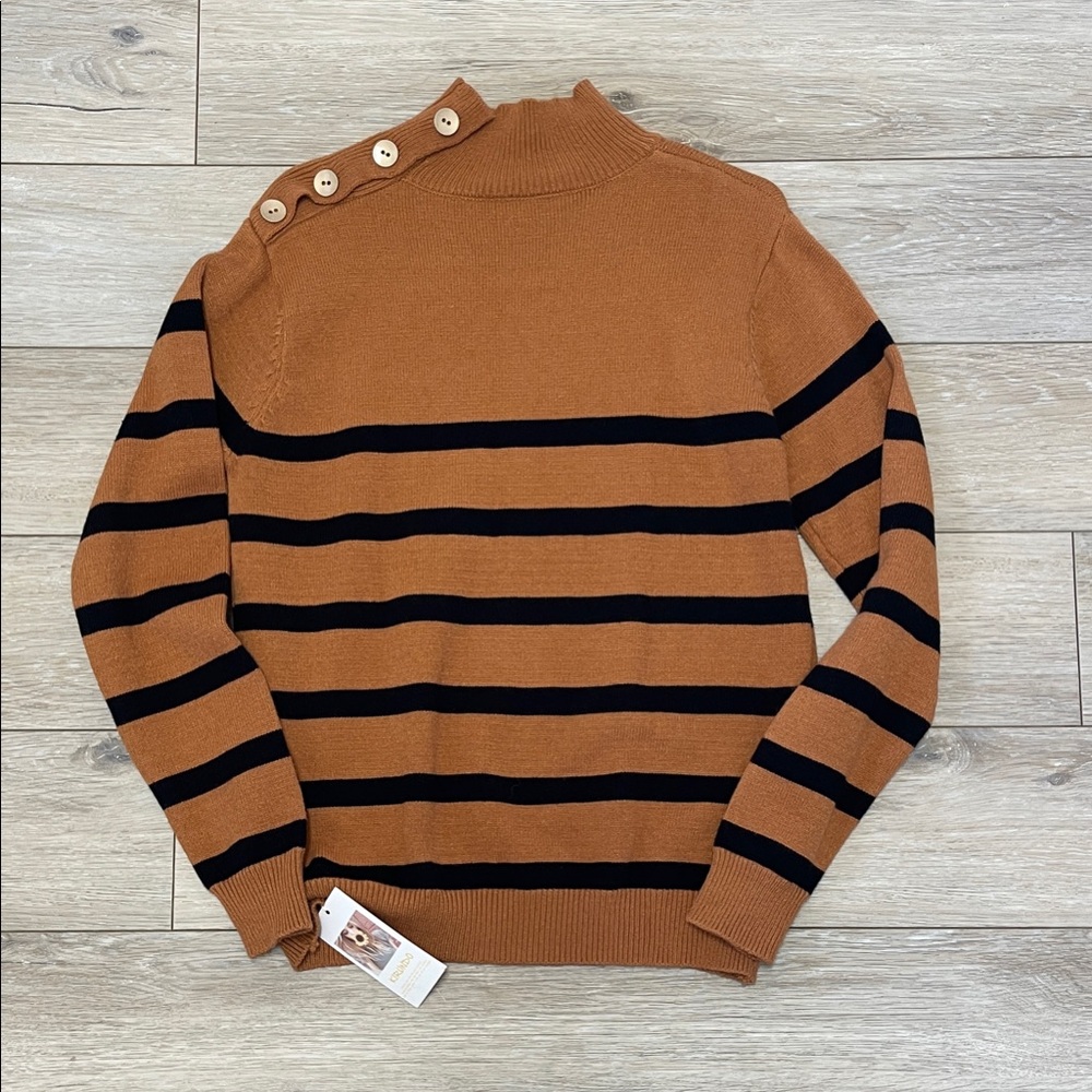NWT - Kirundo Brownish Orange and Black Striped Women’s Sweater